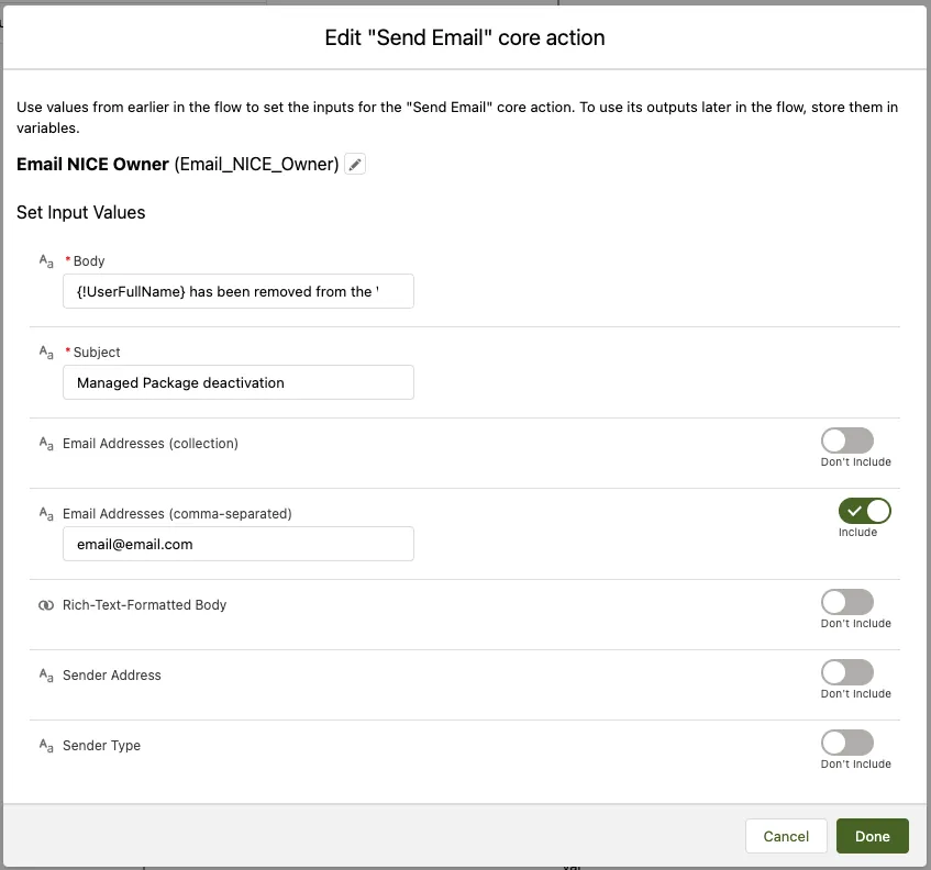 edit email send flow