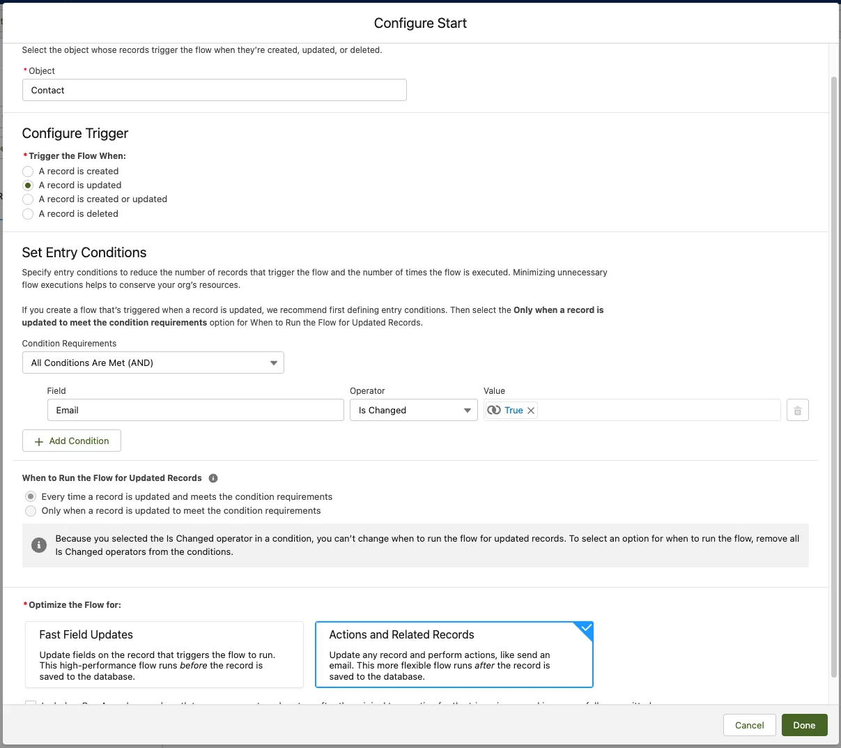 configure flow trigger