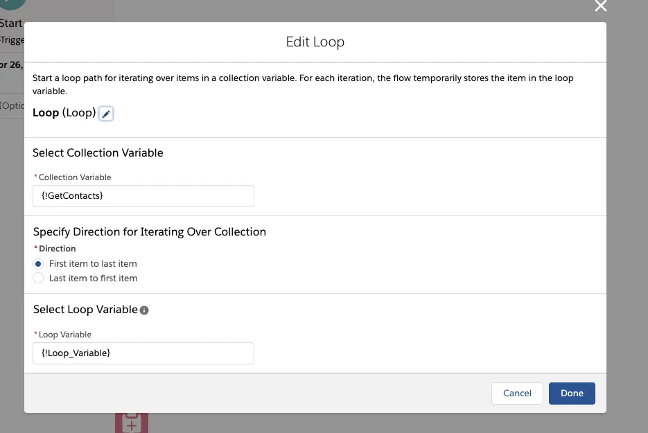 edit the loop in flow