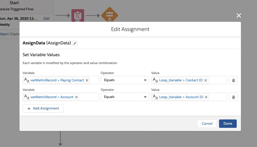 edit assignment data flow