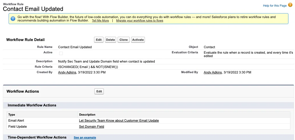 Contact update flow