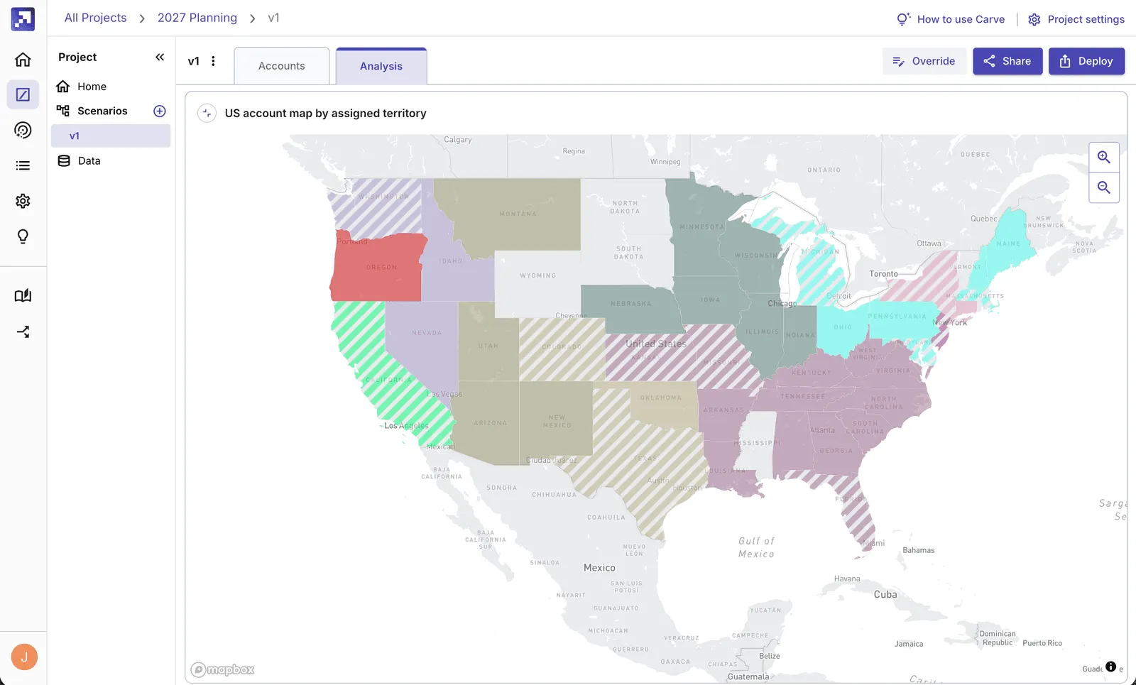 Now you can see your territory carve on a map