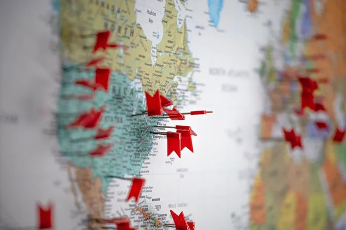 Map with territories marked
