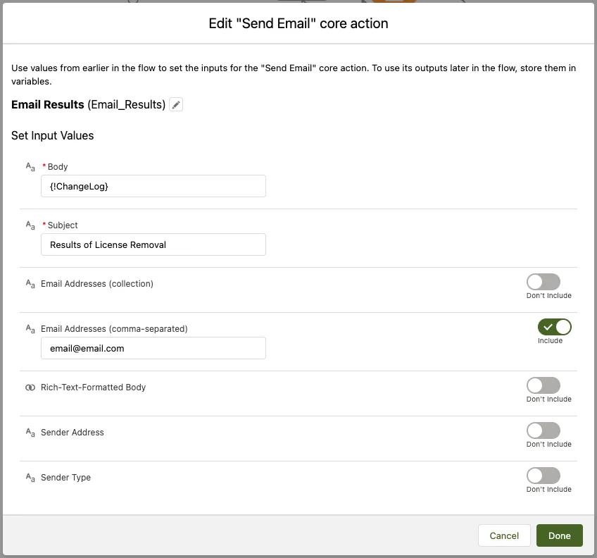 edit specific flow action